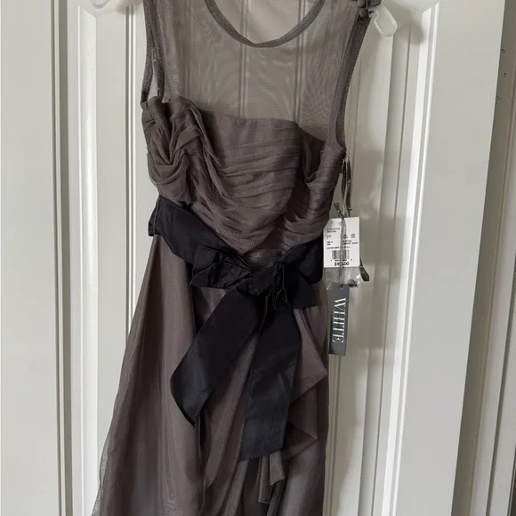 White by Vera Wang | Dresses | White By Vera Wang Gray Dress With Black Bow  | Poshmark